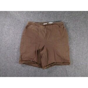 D Co Denim Company Shorts Womens M Brown Stretch Cotton Elastic Waist Pockets
